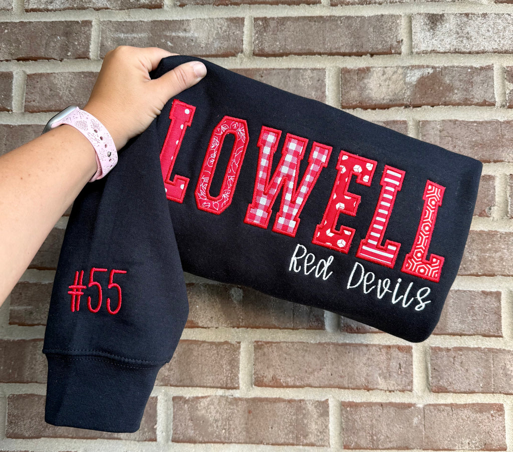 Lowell Red Devils Patchwork Crewneck